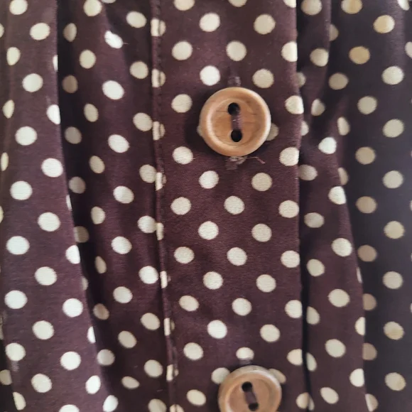 Skylar+Madison Midi Brown Polkadot Flowing Cutout Swing Summer Dress Size Small - Picture 7 of 7